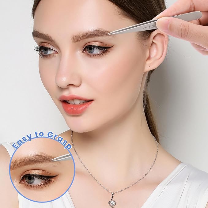 Pointed Tweezers for women Facial hair, Precision Tweezers for Eyebrows - Image 3