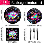 50 Guests Roller Skating Plates and Napkins Party Supplies Retro Roller Skate - Image 2