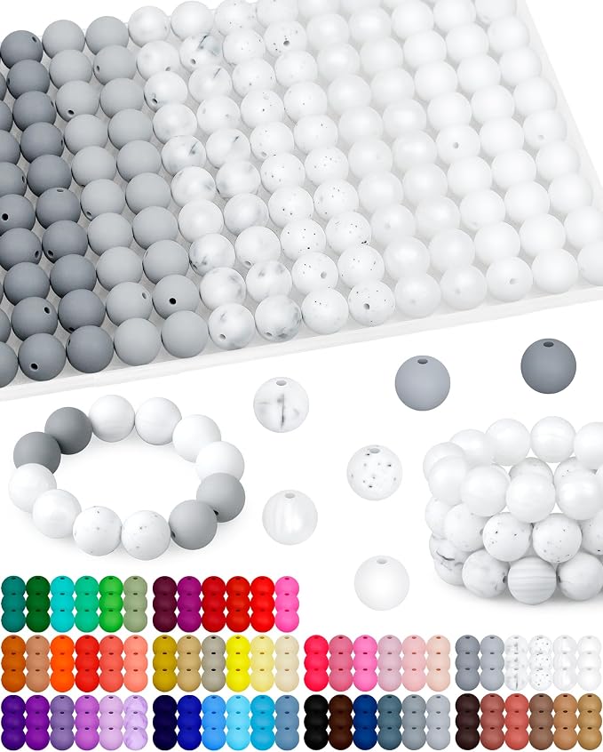 FIVEIZERO 160PCS 15mm Round Silicone Beads, Wear-resistant, Easy-clean by FIVEIZERO