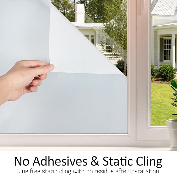 HIDBEA Frosted Window Privacy Film Heat Control UV Blocking, Static Cling - Image 5