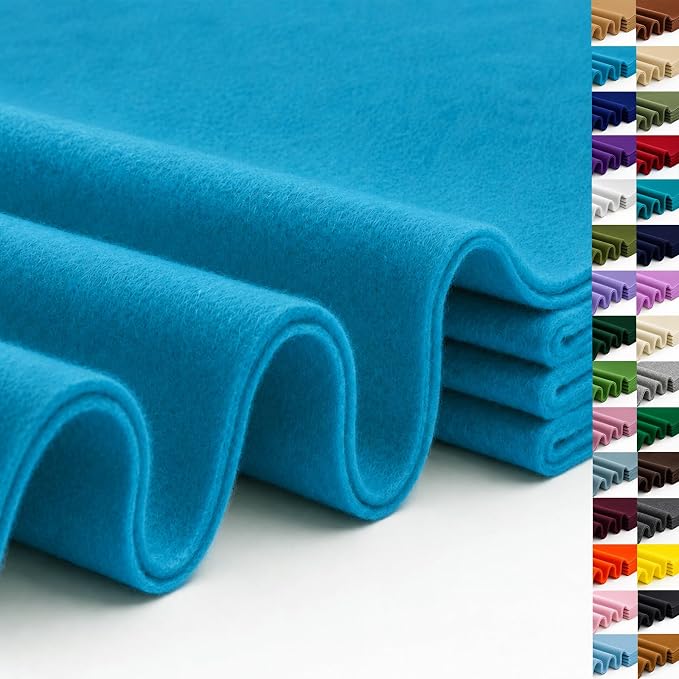 Sky Blue Large Felt Fabric 36" x 36", 1.4 mm Soft Felt Sheet, Nonwoven Fabric by ZANEXIR