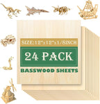 24 Pack 12"x12"Basswood Sheets 1/8", 3mm Basswood by QSJQllo