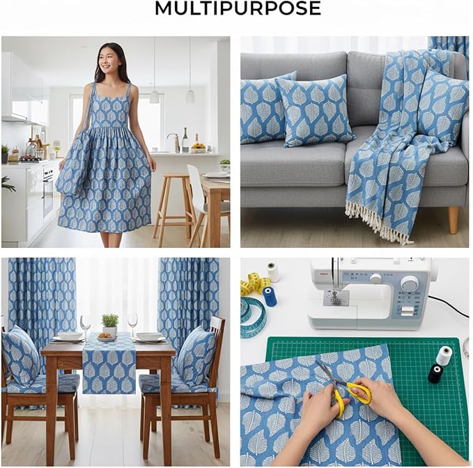 E-Tailor® Hand-Block Printed Pre-Cut Cotton Fabric Ideal - Image 5
