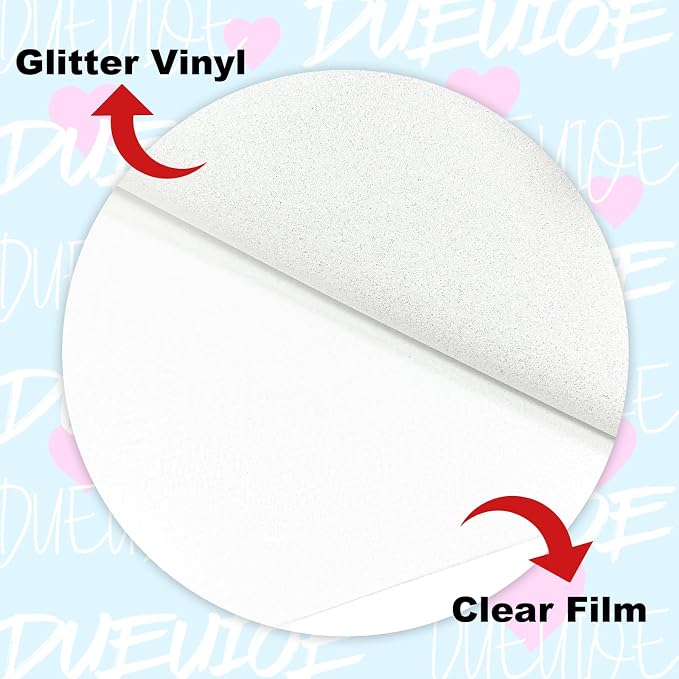 DUEUIOE-Rainbow White Glitter HTV Heat Transfer Vinyl Roll - Image 2