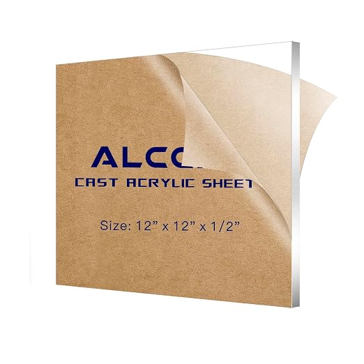 1/2 Inch Acrylic Sheet, ALCCIFI 12 x 12 Clear Cast Plexiglass Sheets, by AcrylicSheets