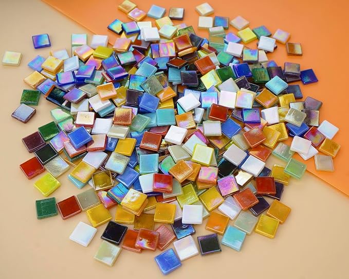 Lanyani 1.2Pounds/300 Pieces Iridescent Glass Mosaic Tiles Bulk - Image 6