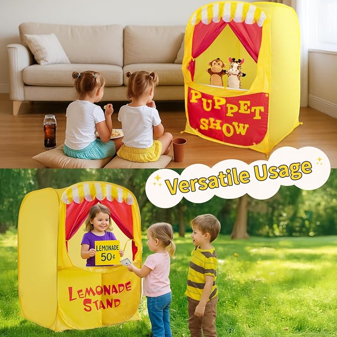 Alvantor® Pop Up Puppet Show Theater & Lemonade Stand, Pretend Playhouse Kids - Image 6