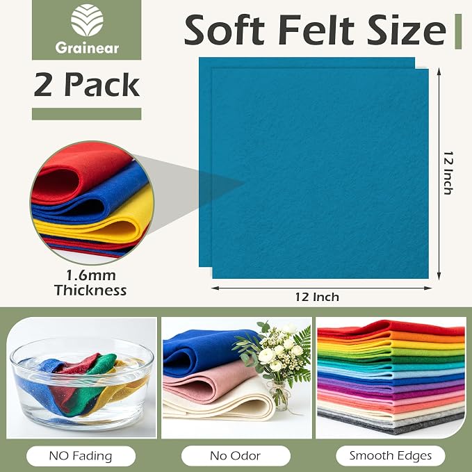 Peacock Blue Soft Felt Sheets for Crafts, 1.6mm Thick, Handmade Crafts - Image 3