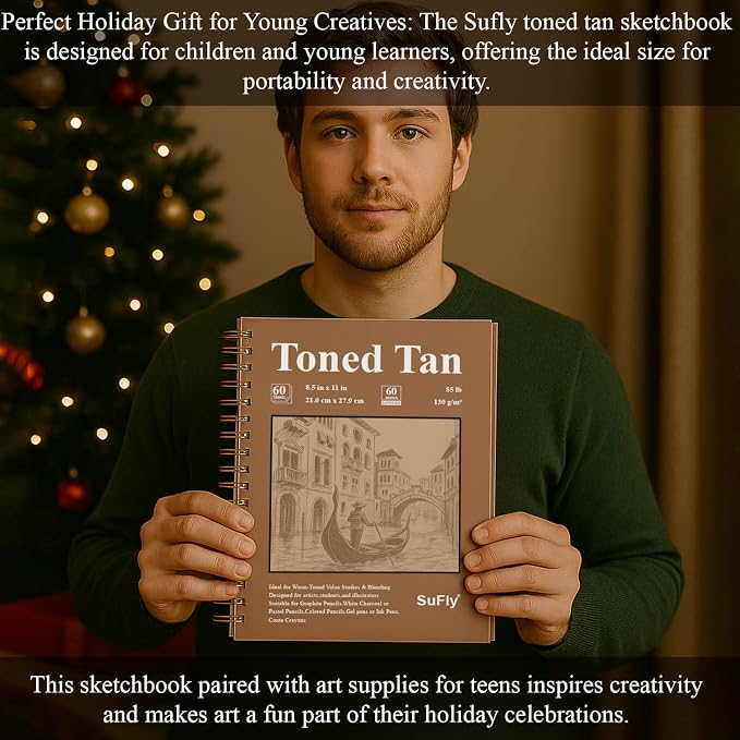 SuFly Toned Tan Sketch Pad, 8 1/2 x 11 Sketchbook, 60 Sheets - 90lb/150gsm - Image 7