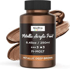 Nicpro Metallic Deep Brown Acrylic Paint, 8.45oz/250ml Craft Paint | Large Non by Nicpro