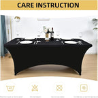 2-Pack 8ft Black Spandex Table Covers - Image 6