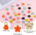 40 Pcs Gold Plated Enamel Cherry Blossoms Decor Small Flower Enamel Charms Cute - Image 3