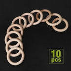 FoDau770 10pcs Natural Beech Wooden Rings, Unfinished Solid Wood Rings Heavy - Image 2