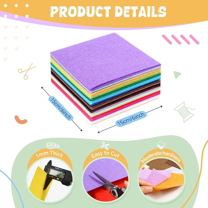moinkerin 40Pcs Felt Sheets for Crafts - Image 2