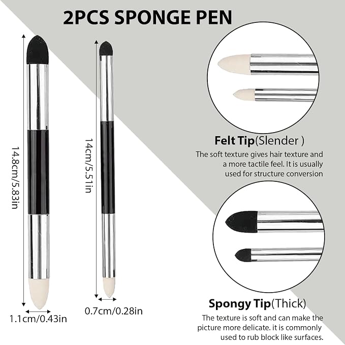 N NOROCME 10 PCS Blending Stumps, Sponge Pens and Sandpaper Pencil Sharpener | - Image 2