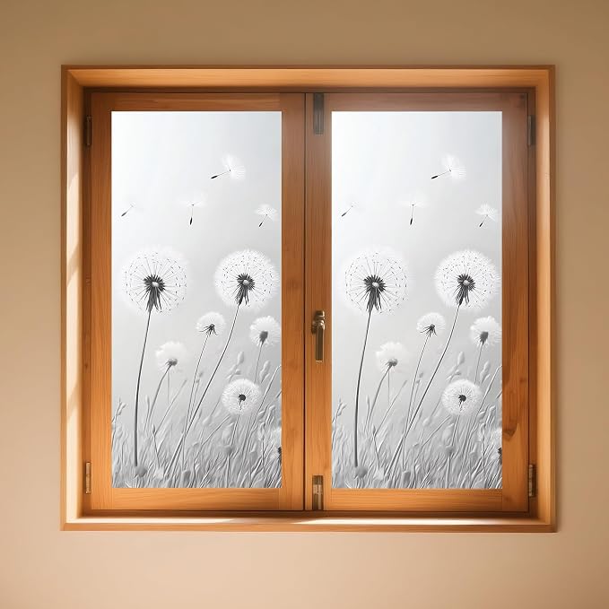 IVN Privacy Window Film Stained Glass Window Cling Dandelion Decorative Static - Image 2