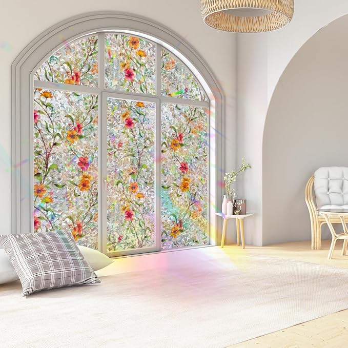 Window Privacy Film Stained Glass Window Film Static Cling Suncatcher UV - Image 6