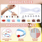 Ferreve 35 Sets Boho Religious Bead Wristband Craft Kit Jesus Love Me Faith DIY - Image 2