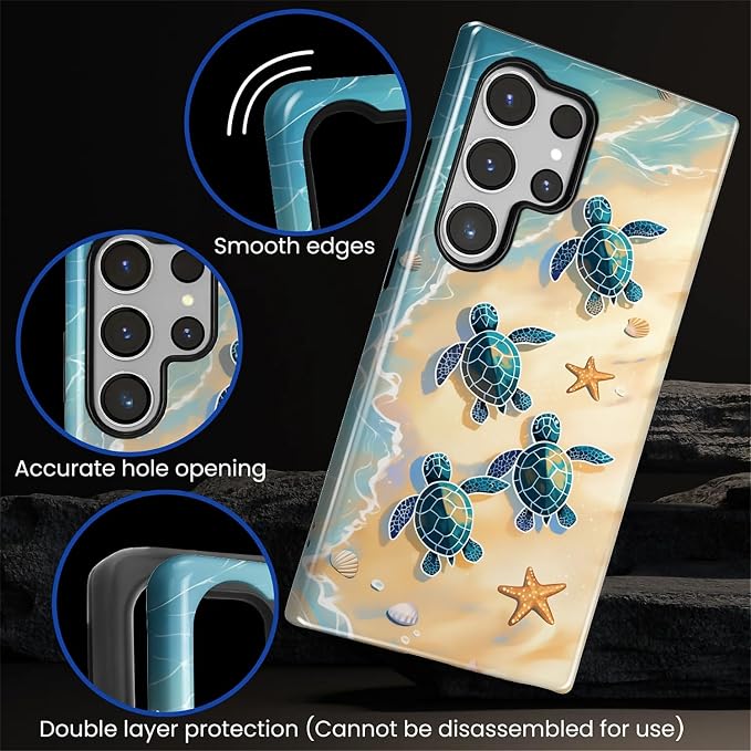 for Samsung Galaxy S24 Ultra Case, Sea Turtle Beach Pattern Glossy 2 in 1 - Image 6