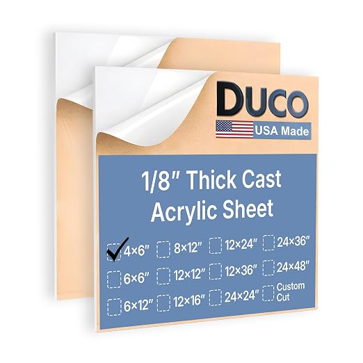 Duco White Cast Acrylic Sheets 1/8" Thick 4" x 6" by DucoPlasticsSupply