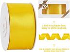 HUIHUANG Yellow Satin Wired Ribbon 1-1/2 inch Yellow Wire Edge Ribbon - Image 4