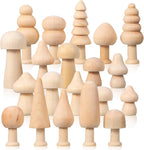 Kisangel 20pcs Mini Wood Mushrooms Wooden Trees Unpainted Little Pegs by Kisangel
