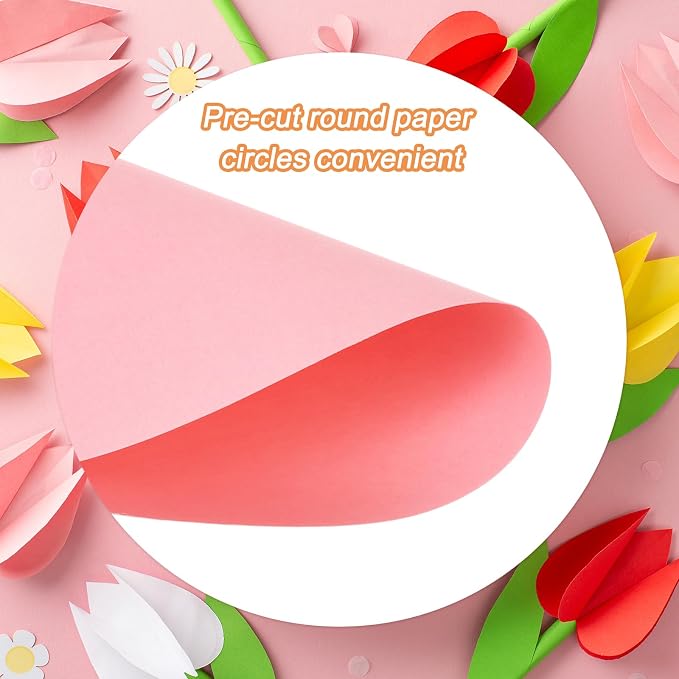 MECCANIXITY 60 PCS Pink Circle Cutouts Paper, 6 Inch Round Cutouts 200gsm/75lb - Image 3