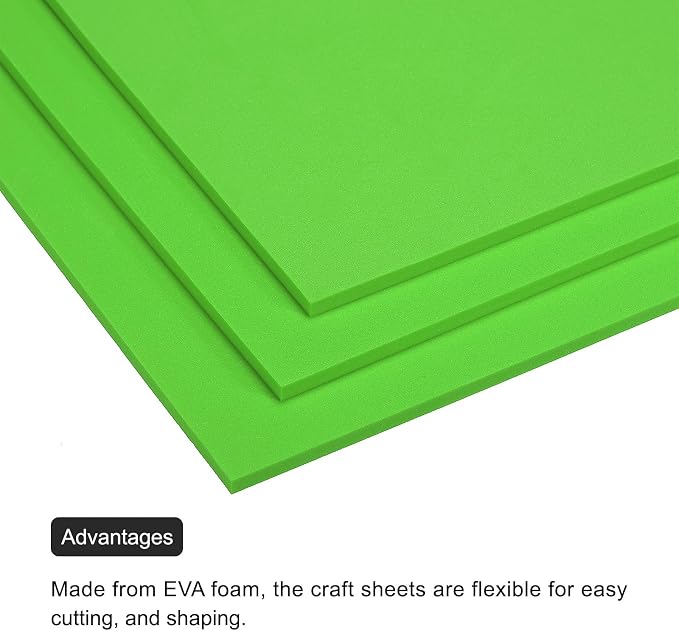 MECCANIXITY EVA Foam Sheets Green 9.8 Inch x 9.8 Inch 5mm Thick Crafts Foam - Image 4