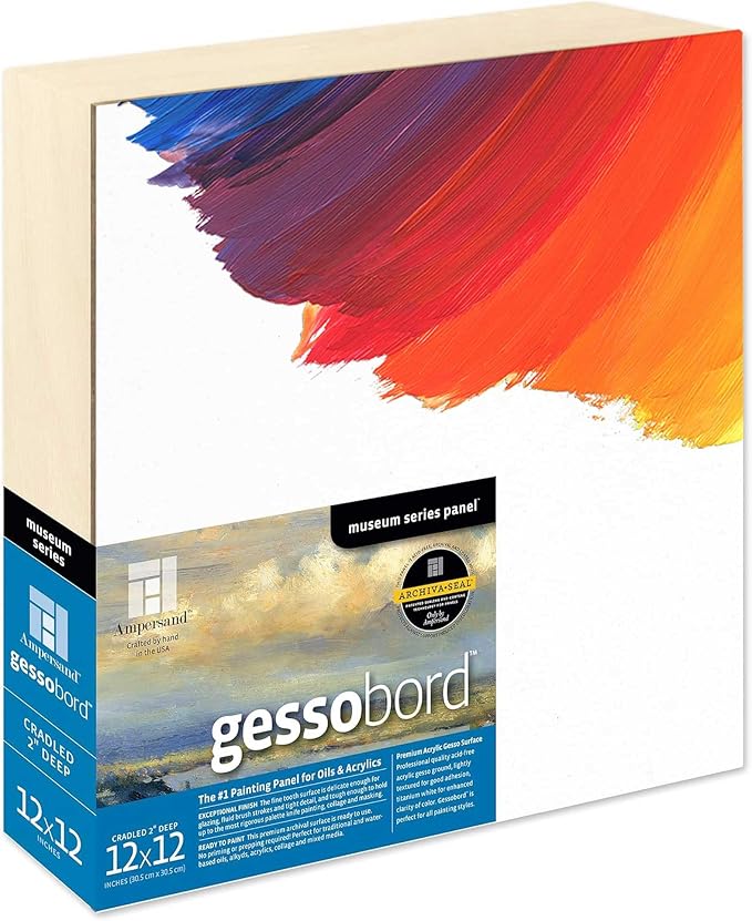 Ampersand Gessobord for Acrylic, Oil and Mixed Media, 1/8 Inch Depth, 9X12 Inch by AmpersandArtSupply