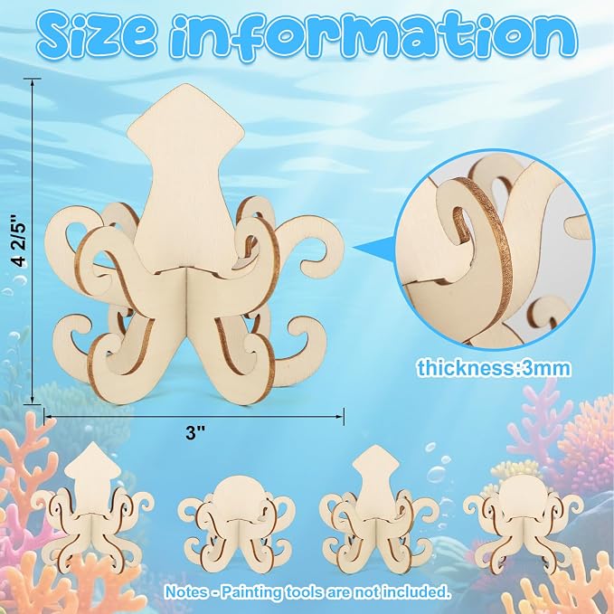 COCHIE DIY 3D Summer Ocean Wood Crafts to Paint - Image 2