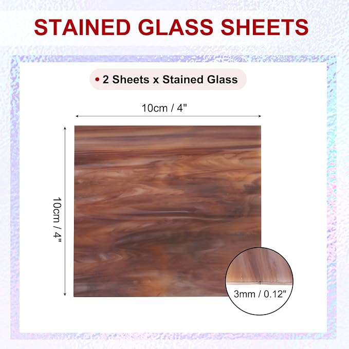PATIKIL 4 x 4 Inch Transparent Stained Glass Sheets, 2 Sheets Mosaic Glass - Image 2