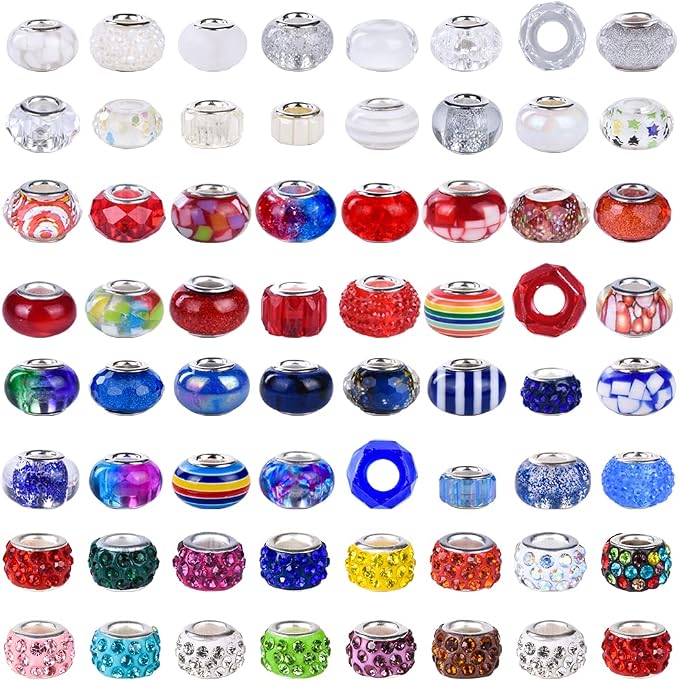 Aipridy Assortment European Large Hole Beads Spacer Beads Rhinestone Craft Beads - Image 3