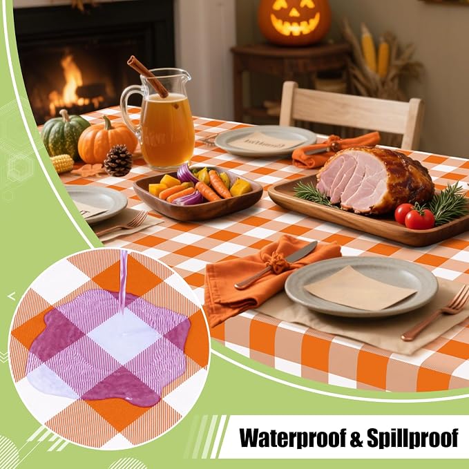 Smiry Rectangle Table Cloth, Waterproof Vinyl Tablecloth - Image 2