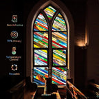 Coavas Stained Glass Window Film: Upgrade 3D Rainbow Window Clings Sun Blocking - Image 2