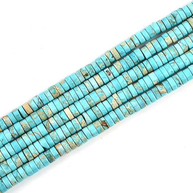 190pcs 4x2mm Blue Natural Sea Sediment Imperial Jasper Heishi Disc Rondelle by LIFAVOVY