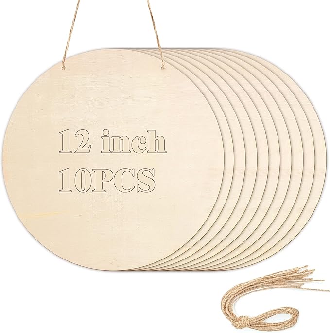 10Pcs Thicken Wood Circles for Crafts by YOIYINI