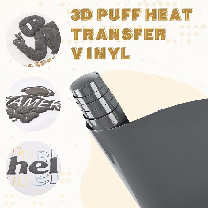 Tintnut Dark Grey Puff Heat Transfer Vinyl Roll, easy cut & weed, stretch - Image 3