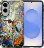 for Samsung Galaxy S25 Edge Case, Hummingbird Wildflower Stained Glass Pattern - Image 2