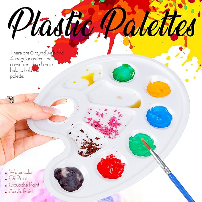 FANDAMEI 20 PCS Oval Paint Tray Palettes, Plastic Paint Tray Palette, Paint - Image 3