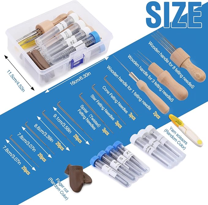 WONVOC 104 Pcs Felting Needles Set, Needle Felting Tool Kit, 4 Sizes &Types - Image 2