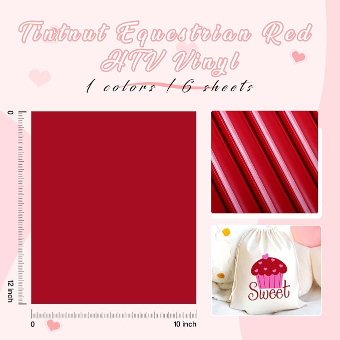 Tintnut Equestrian Red Heat Transfer Vinyl, easy cut & weed, stretch washable - Image 2