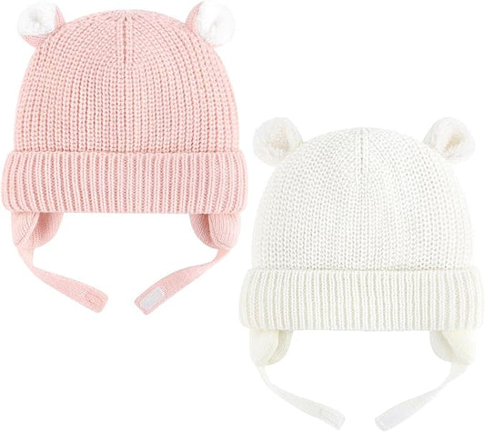 Duoyeree Cozy Baby Beanie with Earflaps and Fleece Lining - Winter Hat for Baby Boys & Girls