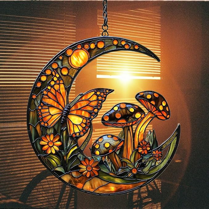 Cresent Forest Butterfly Acrylic Suncatcher Stained Glass Effect Window Car - Image 7