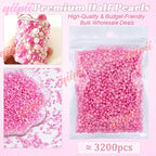 qiipii 3200PCS 4mm Hot Pink Half Round Pearls Bulk - Image 2