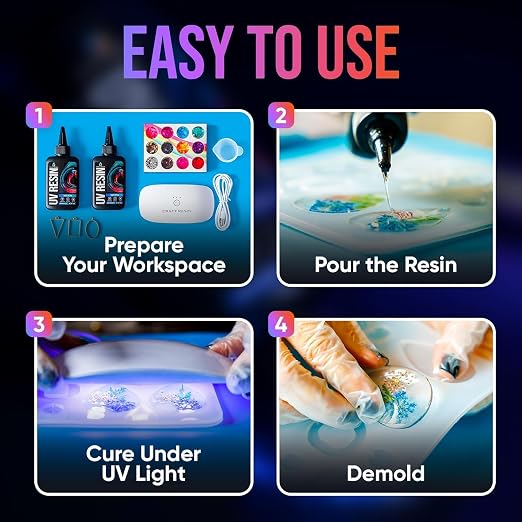 CRAFT RESIN 1000g UV Resin Kit Hard Type Low Viscosity – Crystal Clear and - Image 4