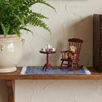 1:12 Scale Miniature Rug Carpet and End Table Wooden Side Table Dollhouse - Image 3