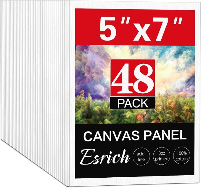 ESRICH Canvas Boards for Painting 5x7IN, 48 Pack Small Canvases for Painting by ESRICH