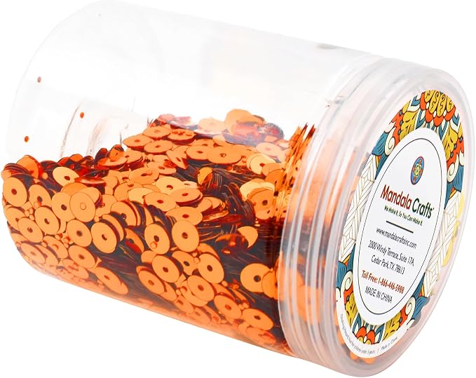 Mandala Crafts 6mm Flat Round Orange Sequins - Image 4