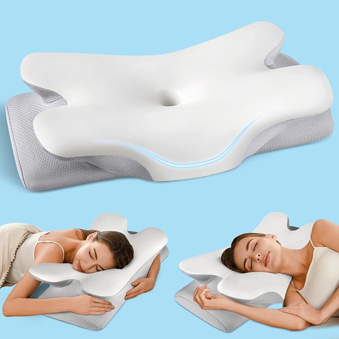 Cervical Neck Pillow for Pain Relief Sleeping, Cooling Ergonomic Contour Side by TujamiCervicalNeckPillow