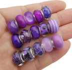 50pcs Assorted Purple Resin Imitation Glass European Large Hole Beads - Image 5